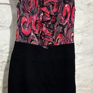 Trina Turk Stylish Black and Red Swirl Dress